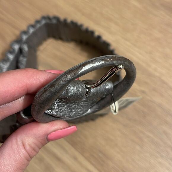 HOBO Silver Elastic Ruffle Like Detail Belt SM - Picture 4 of 7